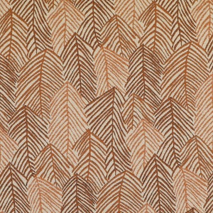 New Chenille Quality Woven Modern Leaf Floral Pattern Orange Upholstery Fabric - Sold By The 10 Metre Length Fabric