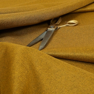 Soft Designer Plain Quality Lightweight Mustard Yellow Chenille Furnishing Upholstery Fabric - Sold By The 10 Metres Fabric
