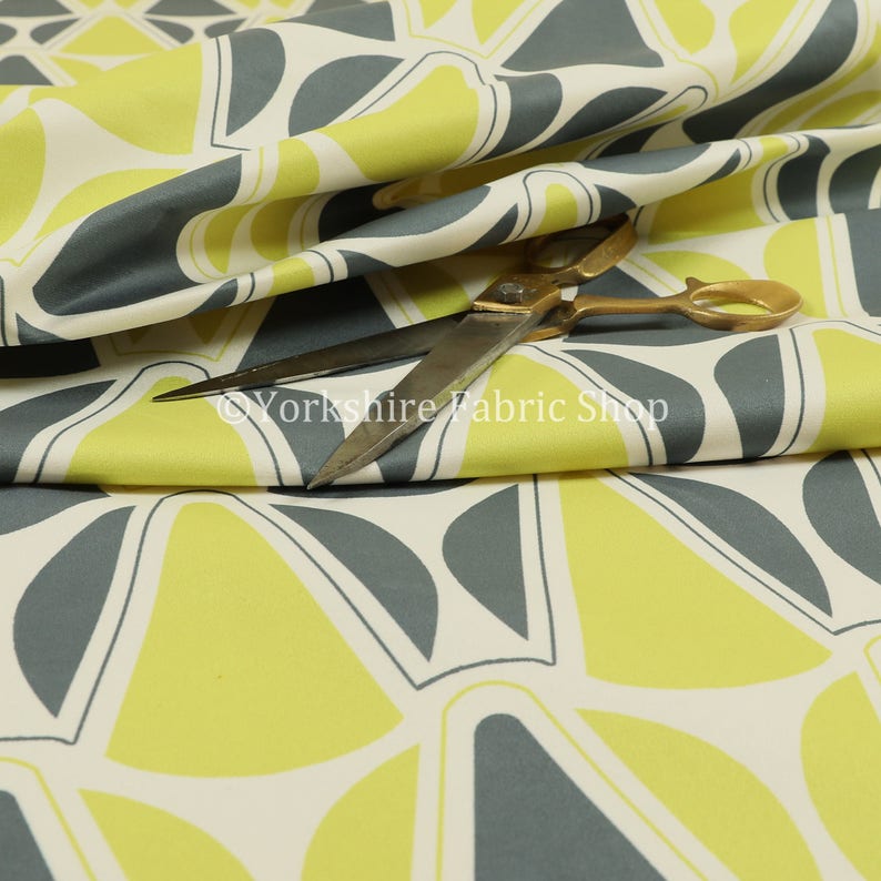 Sold By 1 Metre Free Worldwide Delivery Furnishing Fabric Modern Printed Velvet Geometric Grey Green Pattern Upholstery Furnishing Fabric