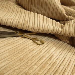 Soft Jumbo Cord Corduroy Material Textile For Sofas Chairs Home Furnishings Upholstery Projects Flame Treated In Beige Colour