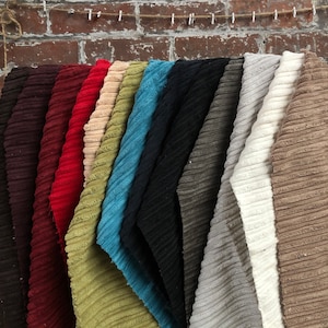 Striped Corduroy Chenille Upholstery Fabric For Curtains, Cushions & Interior Design Soft Hard Wearing Polyester Plain Fabrics Per Metre