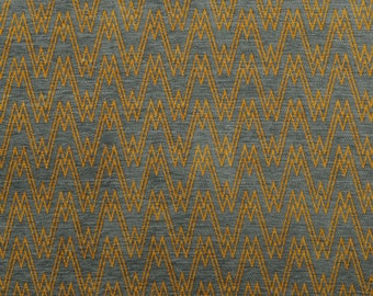 Designer Modern Chevron Striped Pattern In Grey Yellow Woven Upholstery Fabric - Sold By The Metre Fabric