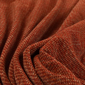 Soft Quality Woven Red Terracotta Colour Semi Plain Upholstery Fabric For Sale - Sold By The 1 Metre