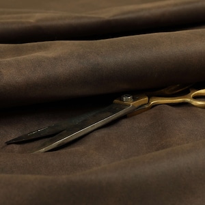 New Soft Quality Durable Faux Suede Feel Leather Brown Furnishing Upholstery Fabric - Sold By The 10 Metres Fabric