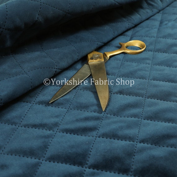 New Quality Modern Quilted Velvet Plain Upholstery Furnishing Fabric Soft Ocean