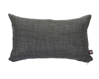 Cojín de tela lisa moderna gris carbón con efecto de lino natural suave de calidad - 4 tamaños disponibles - Incluye almohadilla de relleno