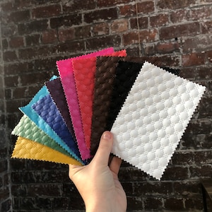 Quilted Faux Leather Fabrics PVC Quality Fabrics For Upholstery, Cushions, Accessories & Interior Design Soft Hard Wearing Per Metre