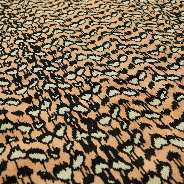 New Designer Modern Quality Salmon Pink Cream Black Jungle Print Velvet Upholstery Curtains Cushion Fabric