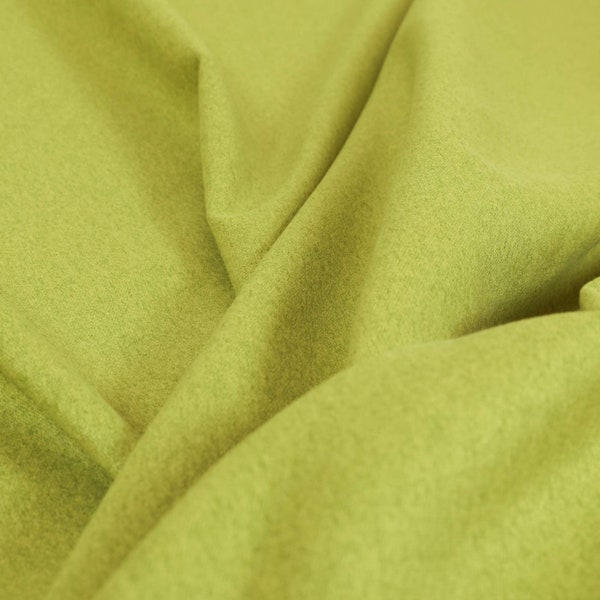 Soft Wool Effect Plain Quality Lightweight Lime Grass Chenille Furnishing Upholstery Fabric - Sold By The 1 Metres Fabric