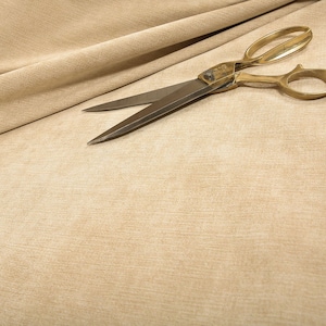 Flat Weave Matt Finish Chenille Upholstery Fabric For Sofas Chairs Furniture Flame Treated Fabric In Beige Colour
