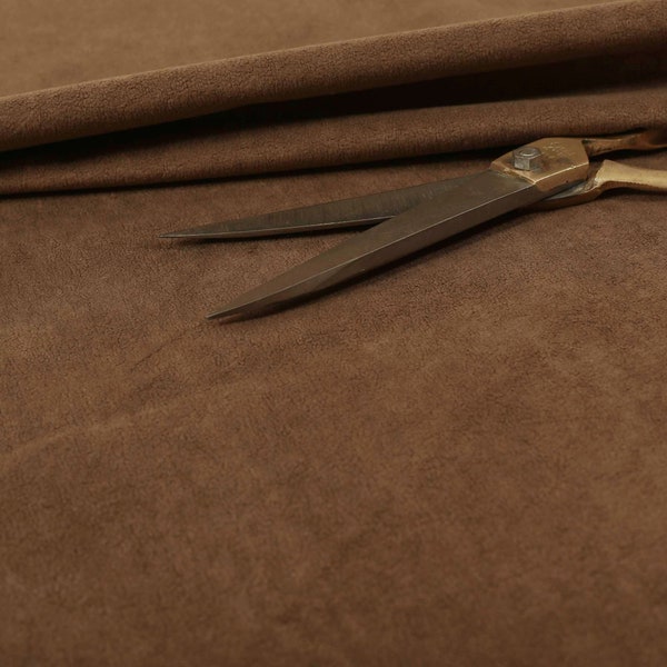 New Furnishing Fabric Soft Quality Moleskin Grain Textured Velvet Effect In Brown Colour For Sofas Curtains Sold By The Metre