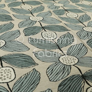New Blue Floral Pattern Uniformed Grey Background Material Upholstery Furnishing Fabrics For Sale By The Metre
