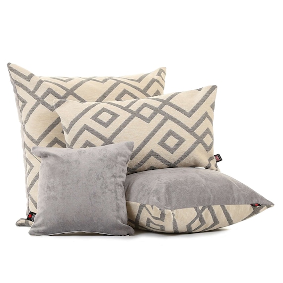 New Soft Woven Chenille Quality Beige Brown Geometric Pattern Fabric Cushions 4 Sizes Available Cushion Cover Only Etsy Canada