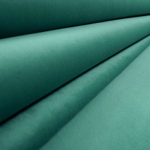 Plain Matt Soft Teal Blue Velvet Fabric Moleskin Pile Textured Upholstery Fabric For Interior Curtains Sofas Furniture - Sold By The Meter