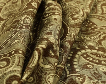 Furnishing Fabric New Paisley Pattern Brown Chenille Upholstery Curtain Fabric - Sold By The 1 Metre Length Fabric