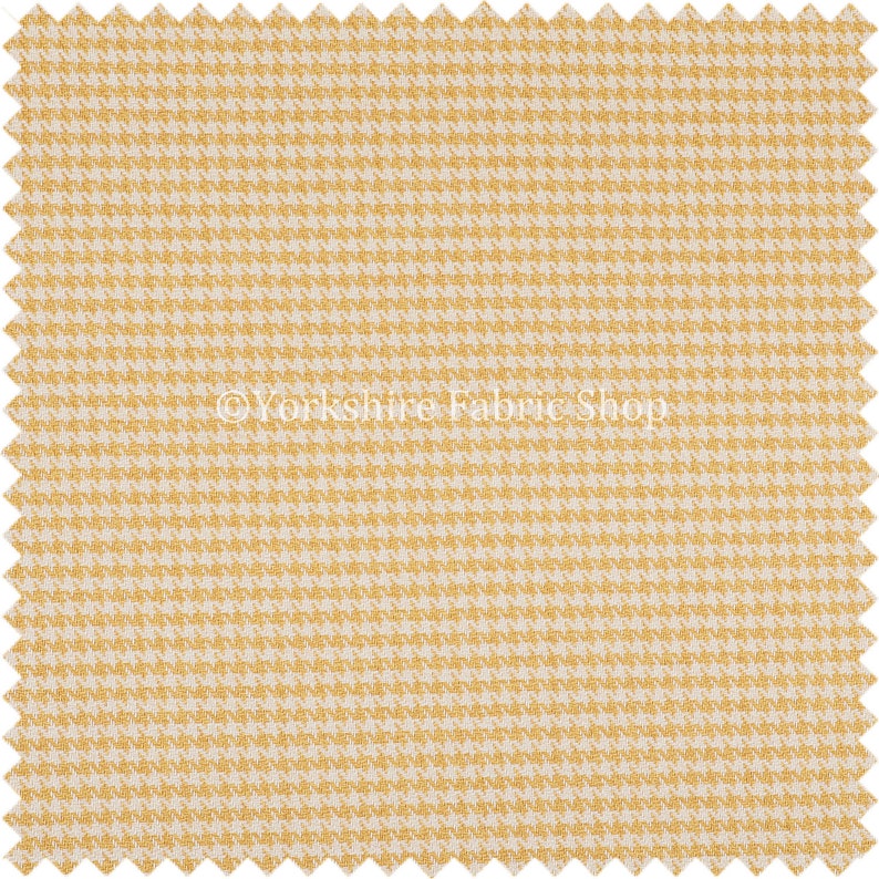 New Quality Woven Hounds Dogs Tooth Pattern Yellow And White Upholstery Fabric Sold By The 1 Metre Length Fabric