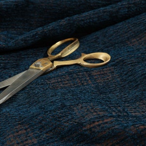 New Designer Checked Tartan Pattern Blue Colour Soft Chenille Upholstery Fabric - Sold By The 10 Metre Length Of Fabric
