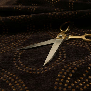 Brown Bronze Shine Effect Geometric Dotted Medallion Pattern Furnishing Furniture Upholstery Curtains Fabrics - Sold By The 10 Metres Fabric