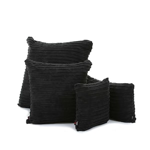 New Soft Corduroy Fabric Cushion In Black Colour - 4 Sizes Available - British Handmade - Includes Filling Pad