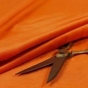 Matt Plain Cotton Effect Velvet Upholstery Quality Furnishing Fabrics In Fire Orange Colour
