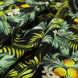 Schwarz Dschungel Leben Vögel Muster Velour Samt Druck Polster Vorhang Stoffe - Verkauft durch die 10 Meter Länge Stoff