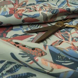 New Furnishings Fabric Jungle Leaf Pattern Printed Velveteen Upholstery Curtains Material In Grey Colour Sold By The Metre