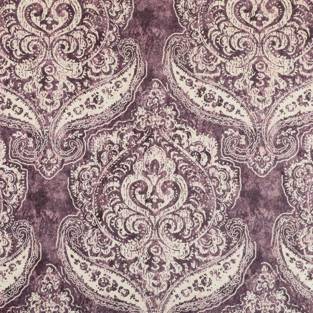 Vintage Damask Pattern Design Purple Velvet Upholstery Curtain ...