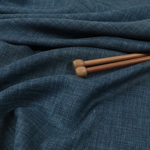 New Soft Designer Linen Look Navy Blue Chenille Fabric Perfect For Upholstery Interiors Curtains Sofas Material - Sold By The Meter From UK