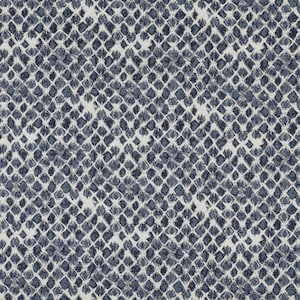 May include: A close-up of a fabric with a repeating diamond pattern. The diamonds are in shades of navy blue and are set against a cream-colored background. The fabric has a textured appearance.