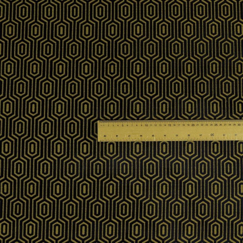 Geometric Velvet Jacquard Fabric Upholstery, Furniture, Seating, Chairs, Curtain, Cushion & Interior Design Soft Hard Wearing Quality Fabric Yellow