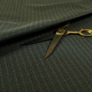 Herringbone Pattern Semi Plain Medium Weight Upholstery Fabric Black Grey Colour