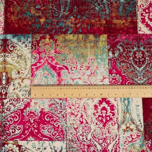 New Soft Printed Velvet Patchwork Damask Traditional Pattern Pink Upholstery Fabric Sold By The 1 Metres Fabric image 1