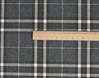 Scottish Theme Tartan Plaid Pattern Chenille Dark Grey Upholstery Fabric  for Sofas Chairs Curtain Soft Furnishing Fabric Sold by the Metre 