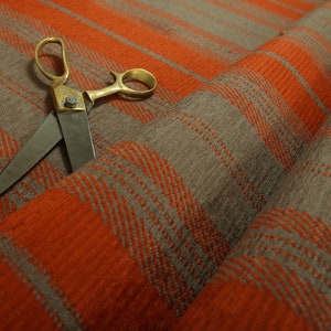 New Luxury Soft Like Cotton Striped Pattern Burgundy Brown Colour Woven Chenille Upholstery Fabric Perfect For Furniture - Sold By The Metre
