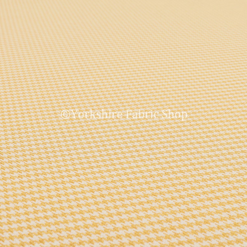 New Quality Woven Hounds Dogs Tooth Pattern Yellow And White Upholstery Fabric Sold By The 1 Metre Length Fabric