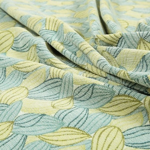 Green Blue Coloured Nature Inspired Pattern Chenille Material Upholstery Curtain Fabrics