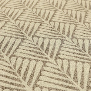 New Designer Modern Quality Floral Brown Cream Palm Tree Leaf Striped Chenille Upholstery Curtains Cushions Fabric