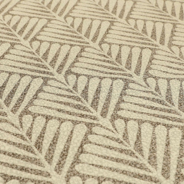 New Designer Modern Quality Floral Brown Cream Palm Tree Leaf Striped Chenille Upholstery Curtains Cushions Fabric