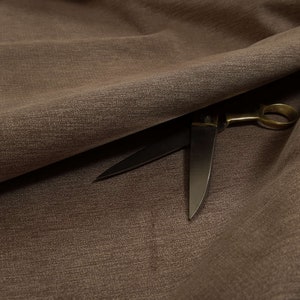 New Soft Thin Like Velvet Bamboo Chenille Plain Upholstery Fabric Light Brown Colour For Curtains Interior Furniture - Sold By The Metre