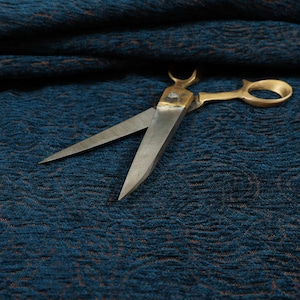 Designer New Floral Nature Pattern Blue Colour Soft Chenille Upholstery Fabric - Sold By The Metre Fabric Sale