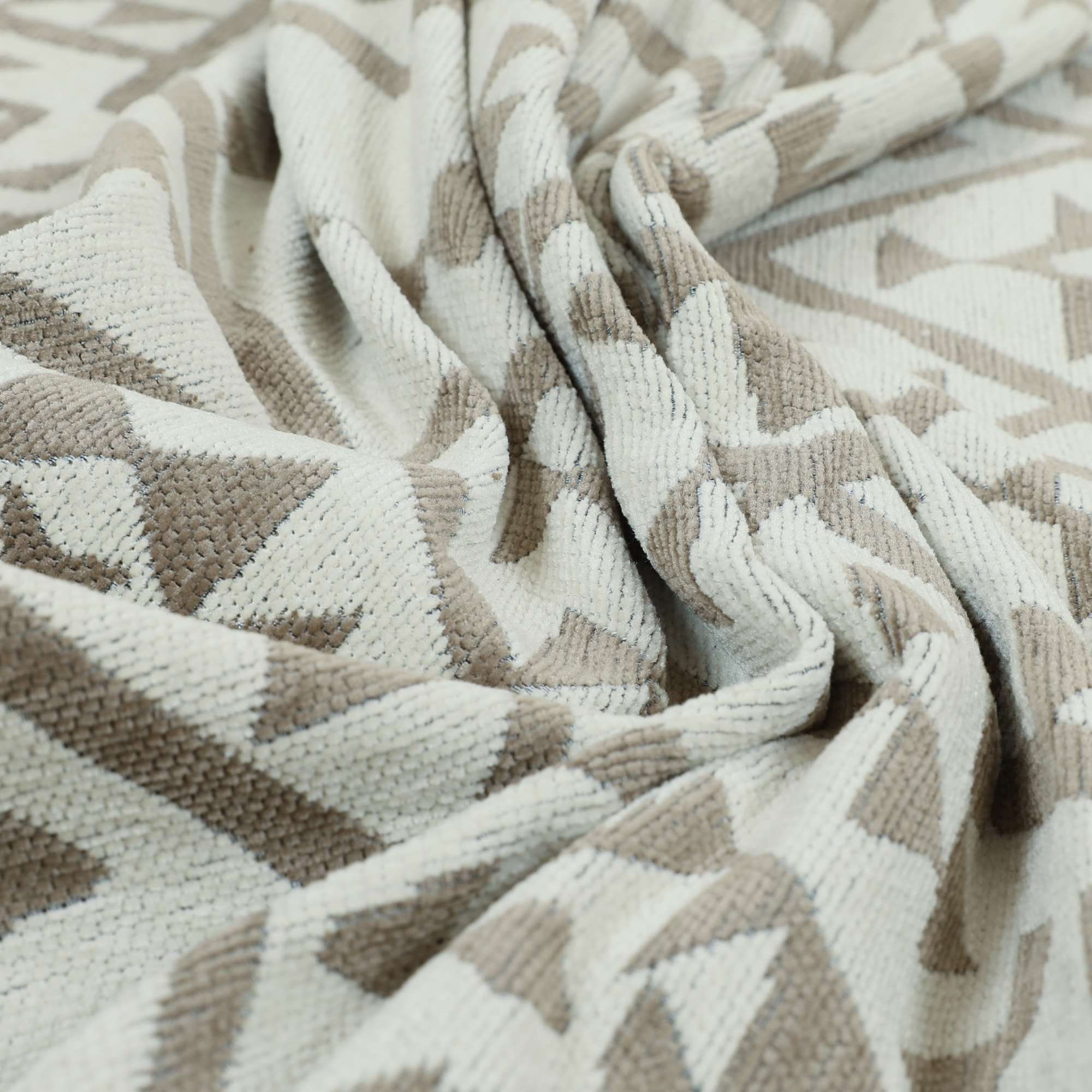New Modern Geometric Aztec Pattern Cream Brown Interior Soft Chenille ...