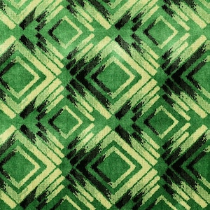 Green Black Cream Faded Square Geometric Pattern Velvet Upholstery Fabrics For Sofas, Curtains, Seating, Chairs & Furniture