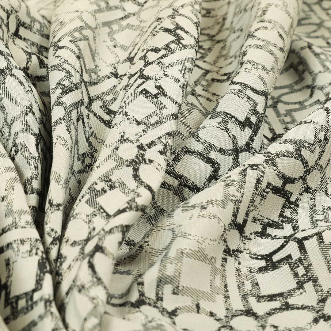 Modern Geometrical Pattern Small Scale Silver Colour Chenille ...