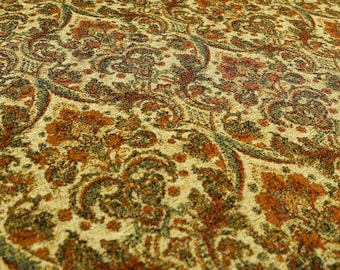 Floral Damask Pattern Beige Orange Red Chenille Tapestry Jacquard Upholstery Fabric For Furniture, Sofas, Curtains, Cushions & Chairs