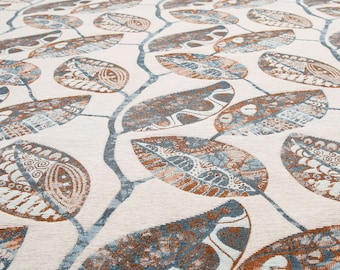 Beige Blau Orange Floral inspiriert Blatt Soft-Muster Chenille Polsterung Stoffe Für Sofas, Vorhänge, Sitzmöbel, Stühle & Möbel
