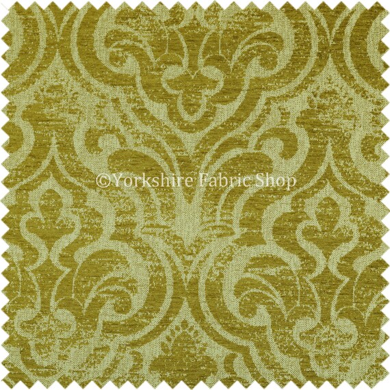 Mono Tone Faded Damask Pattern Blue Colour Chenille Quality Upholstery Fabrics