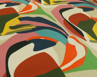 Tissus d'ameublement modernes et colorés pour rideaux en velours à motifs artistiques - Vendus par 1 mètre de longueur