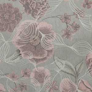 Neues Grau Rosa Farbiges Floral Inspiriertes Weiches Chenille Polster Möbelstoff Material