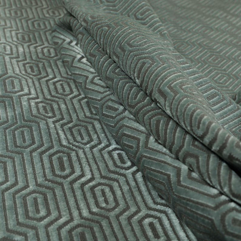 Geometric Velvet Jacquard Fabric Upholstery, Furniture, Seating, Chairs, Curtain, Cushion & Interior Design Soft Hard Wearing Quality Fabric image 14
