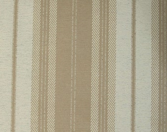 Tessuto di rivestimento in ciniglia a righe beige dorate per mobili, divani e tende.